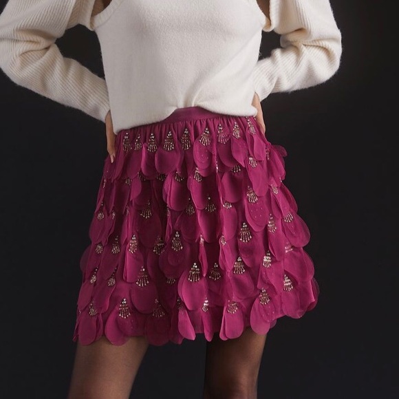 Anthropologie Not So Serious Burgundy Purple Beaded Sequins...